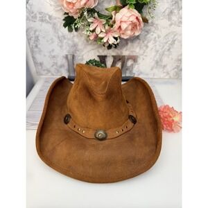 The Silverton Dude Hat Minnetonka Mens S Brown Genuine Leather Conchos Stud Hat